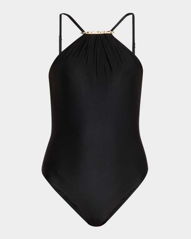 Ruched Halter One-Piece Swimsuit